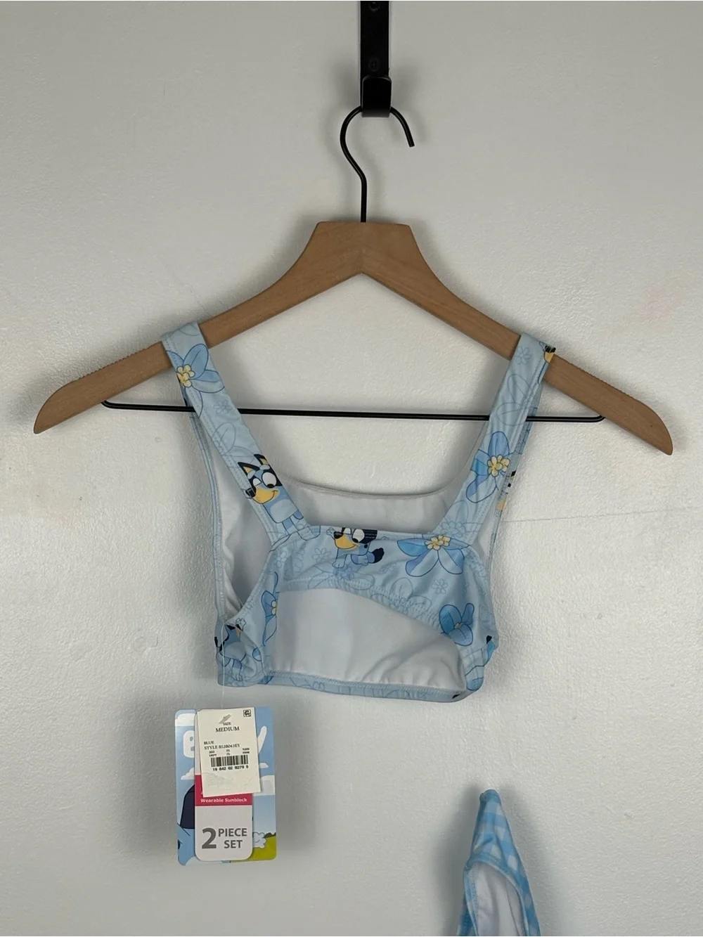 Target Disney BLUEY Light Blue Floral Daisy 2 piece Swimsuit Tankini UPF 50+
